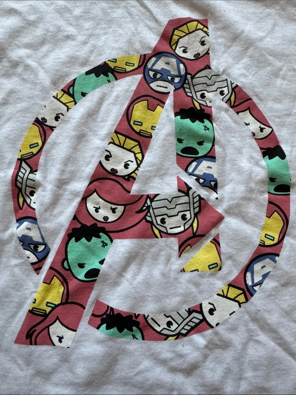 Marvel White Short Sleeve Tee with Colorful Avengers Emblem